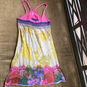 Free People Boho  knit and fabric racer back loose dress gorgeous.